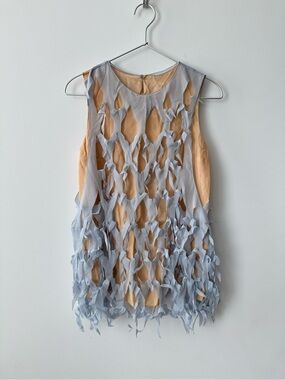 Maison Margiela Pale Blue Deconstructed Silk Top with Underlay - Size 40IT